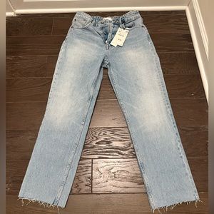 Zara raw hem straight leg jeans